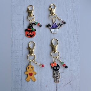 Set of 4 Halloween Backpack Bag Tag Charm – Handmade, Halloween treat